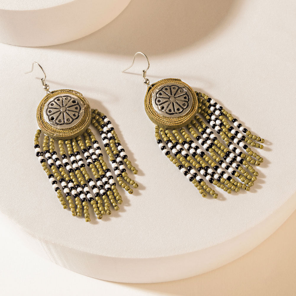 Myra Cheyenne Drop Earrings in Char Black