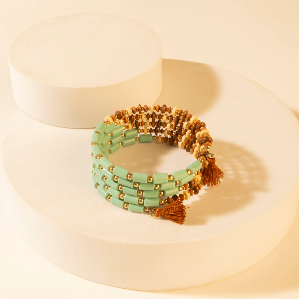 Myra Chaparral Sky Bead Bracelet in Blue Sage