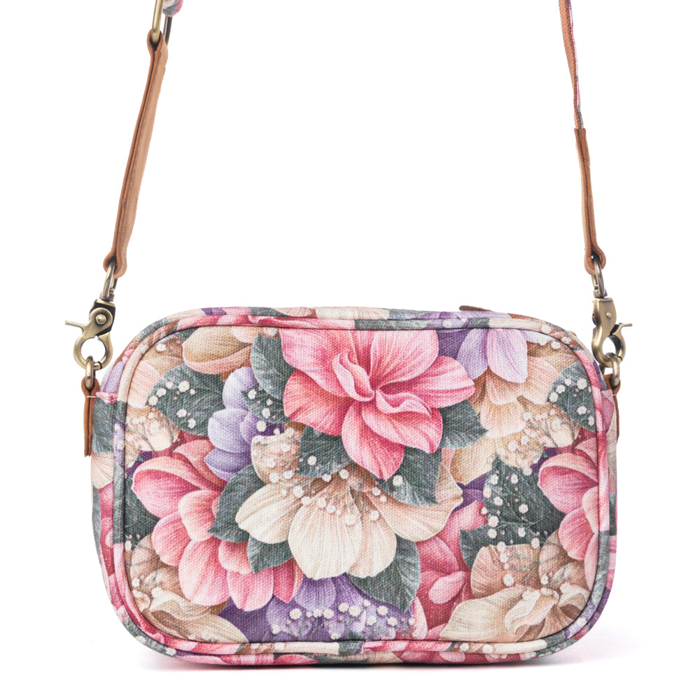 Myra Meadow Song Cotton & Leather Crossbody Bag in Meadow Blush