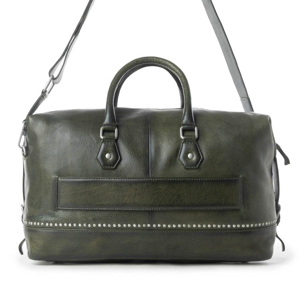 Myra Zidana Sundown Plains Veg Tanned Leather Traveller Bag in Sage Green