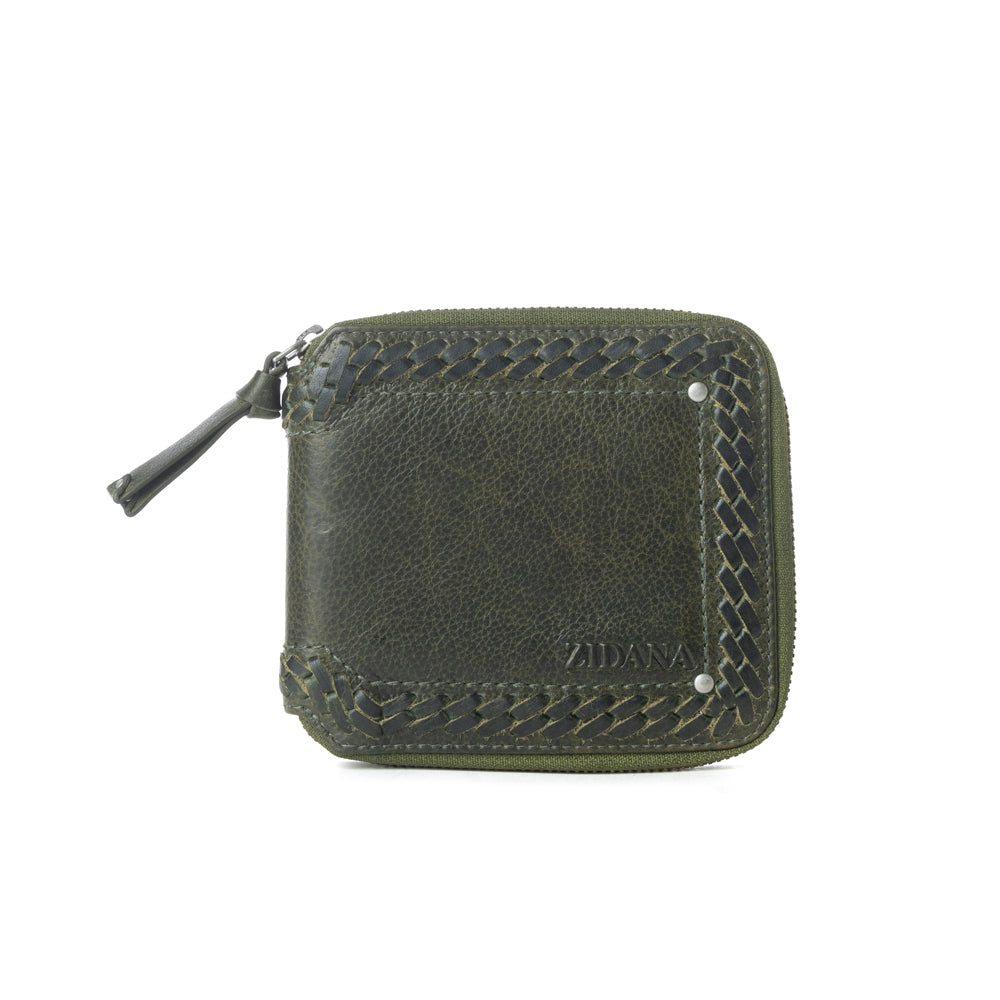 Myra Zidana Dante Men's Veg Tanned Leather Wallet in Army Ivy