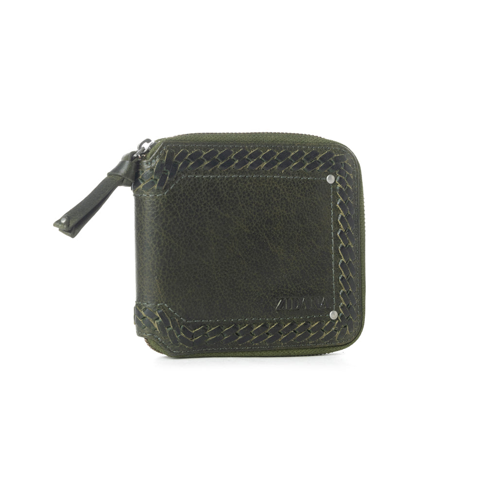 Myra Zidana Dante Men's Veg Tanned Leather Wallet in Army Ivy