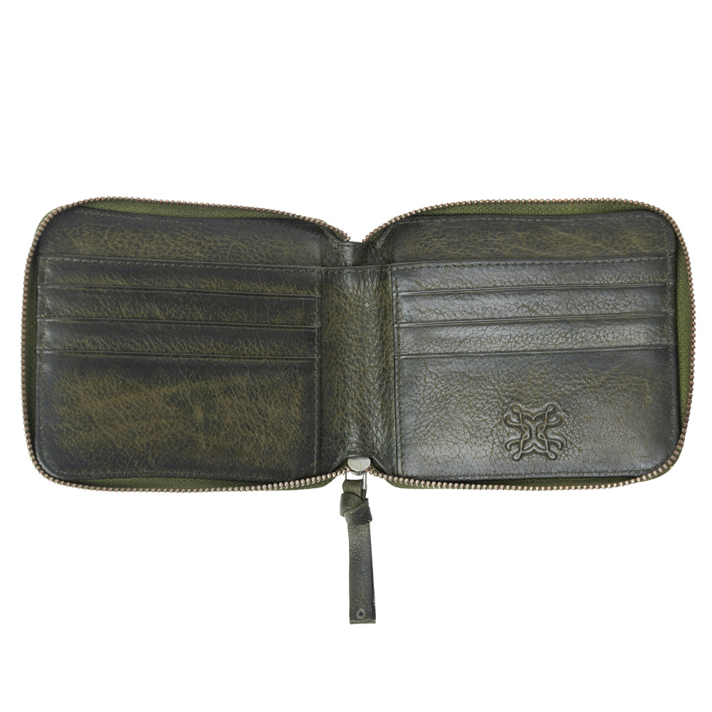 Myra Zidana Dante Men's Veg Tanned Leather Wallet in Army Ivy