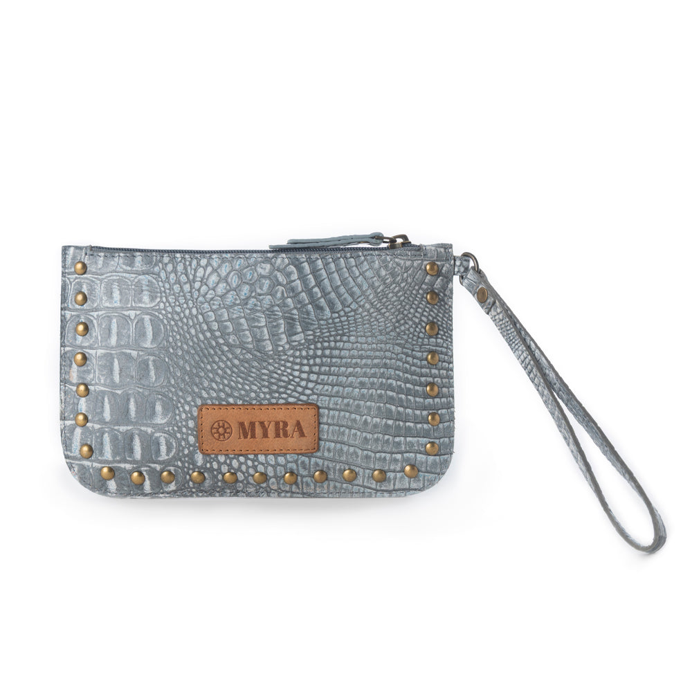 Myra Petalwild Western Wallet for Women in blue sage with embossed detail