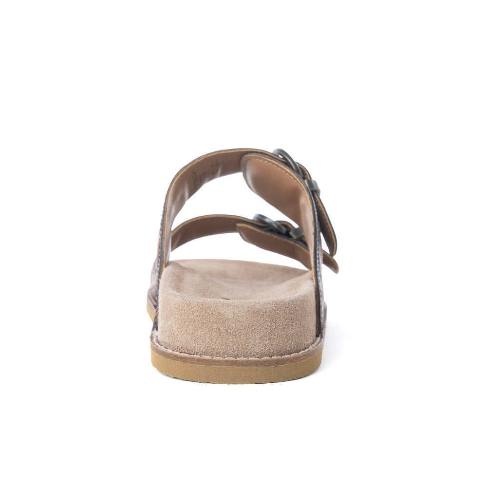 Myra Canyon Ember Handtooled Leather Sandals in Bronzed Brown