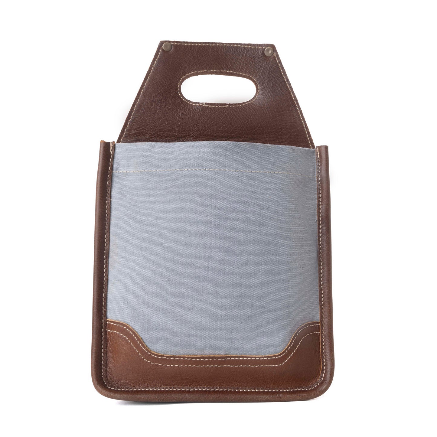 Myra Barrelcut Leather & Canvas Beer Holder in Cedar White