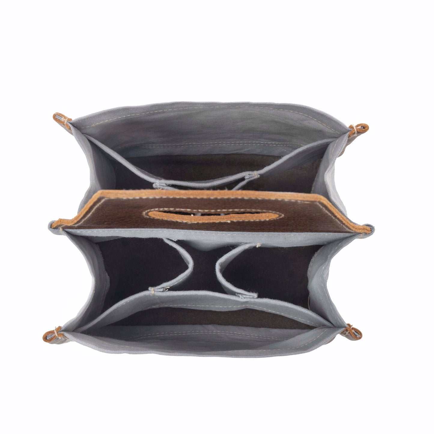 Myra Barrelcut Leather & Canvas Beer Holder in Cedar White