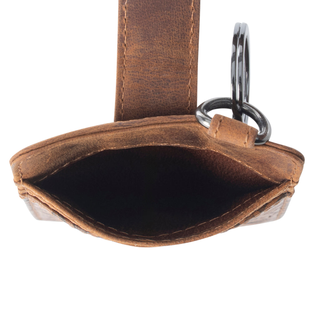 Myra Roper Card Holder for Women in brown with Embossed detail