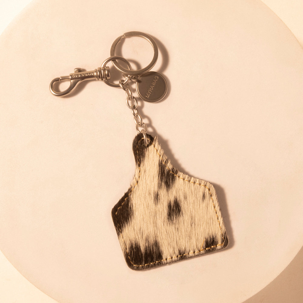 Myra Pinto Tag Key Fob for Women in black with hair-on detail for everyday western carry