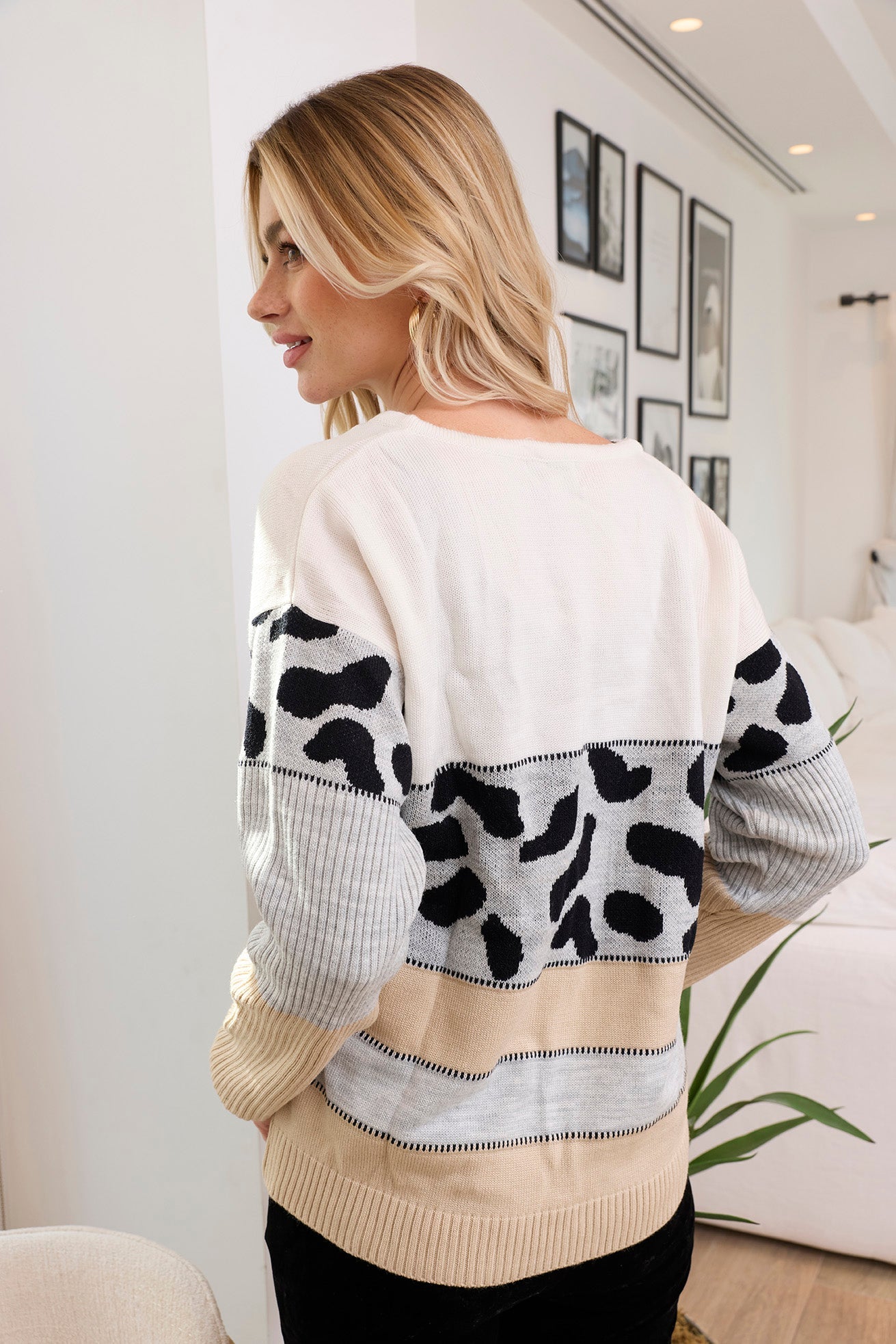 Poppy Animal Print Accent Sweater