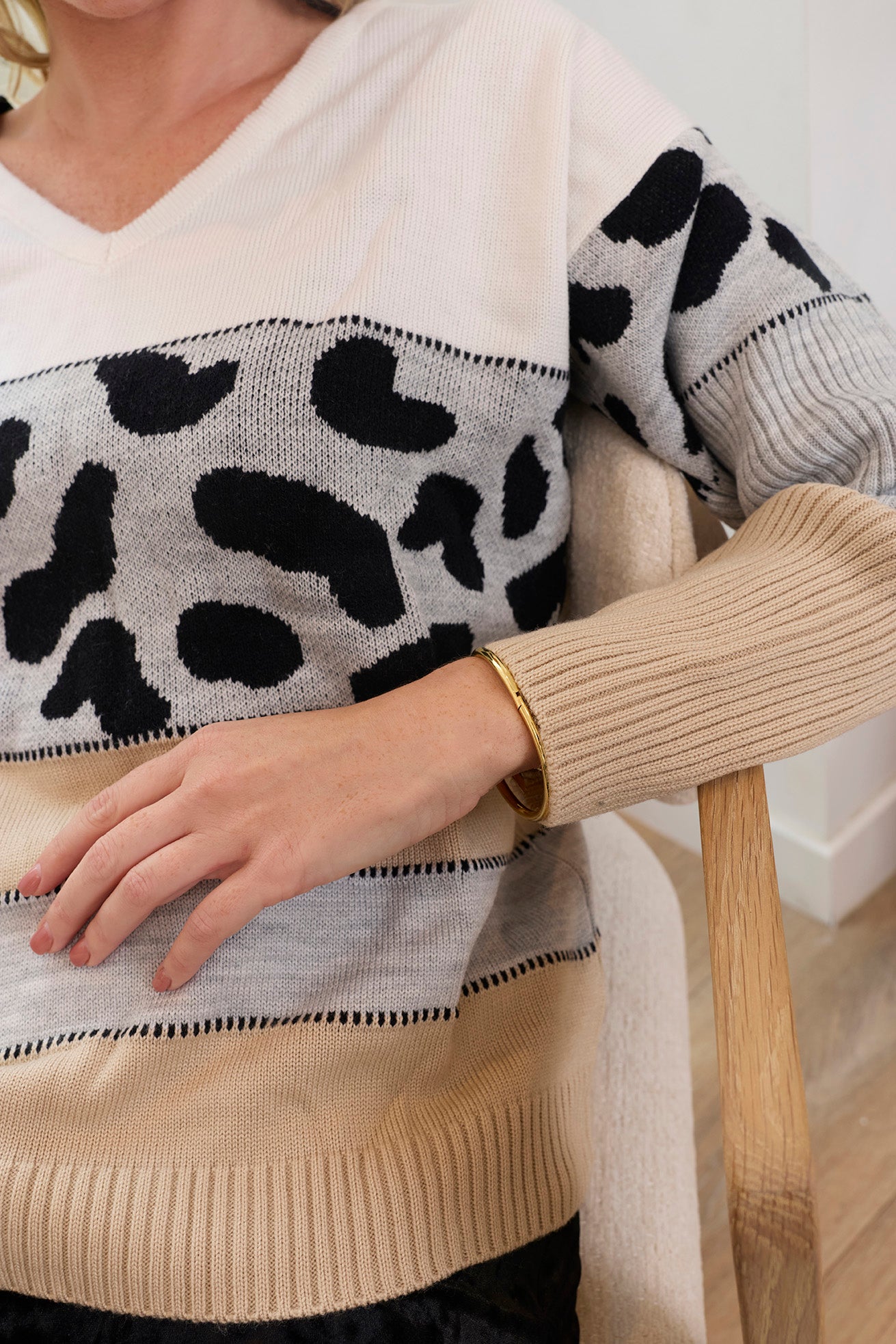 Poppy Animal Print Accent Sweater