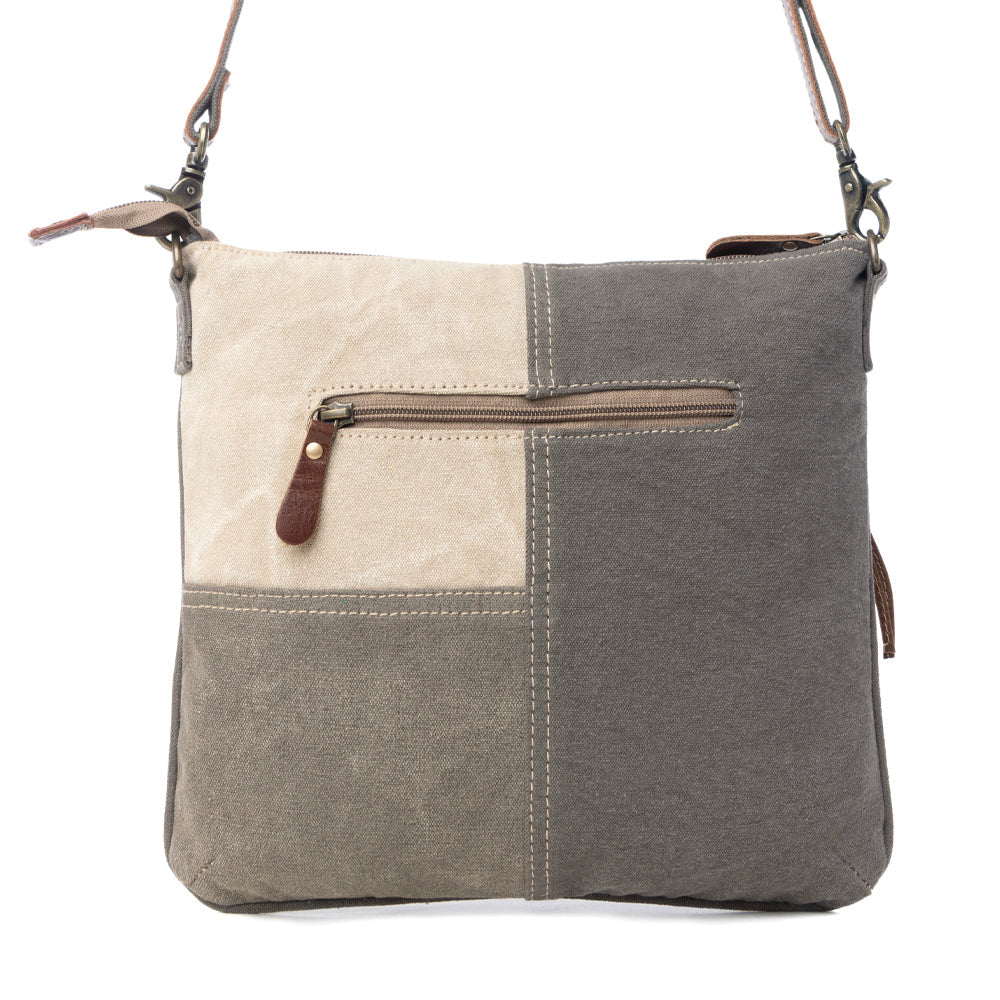 Myra Seeds of Love Crossbody Bag - Vintage Patch Leather Shoulder Bag with Zippered Pockets for Western Style
