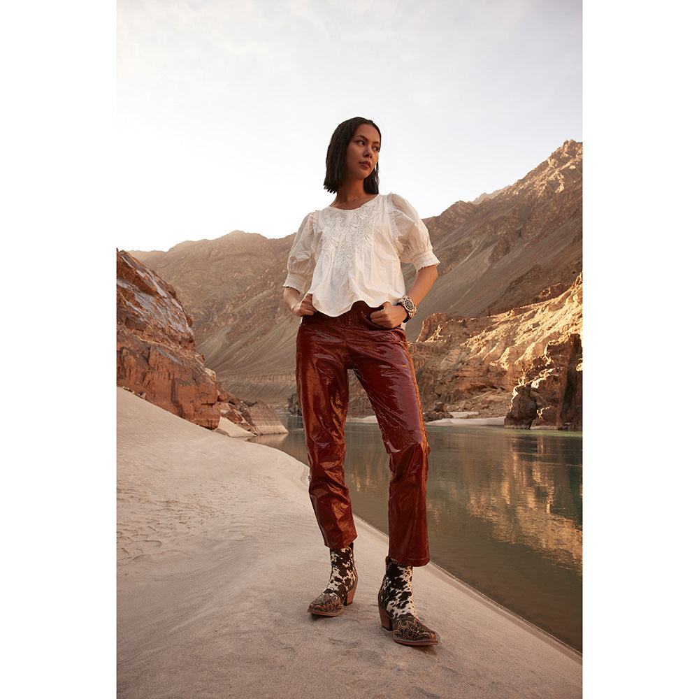 Myra Margie Leather Boots for Women - Hairon Ankle Boots with Handtooled Leather Details for Carnival Sundowns