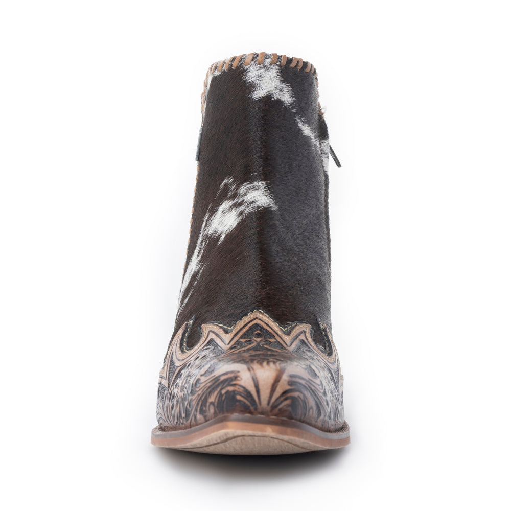Myra Margie Leather Boots for Women - Hairon Ankle Boots with Handtooled Leather Details for Carnival Sundowns