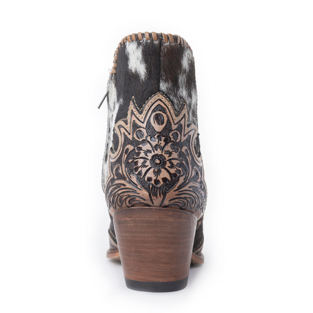 Myra Margie Leather Boots for Women - Hairon Ankle Boots with Handtooled Leather Details for Carnival Sundowns