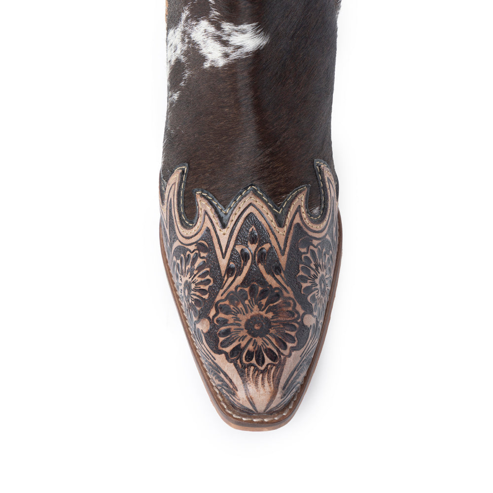 Myra Margie Leather Boots for Women - Hairon Ankle Boots with Handtooled Leather Details for Carnival Sundowns
