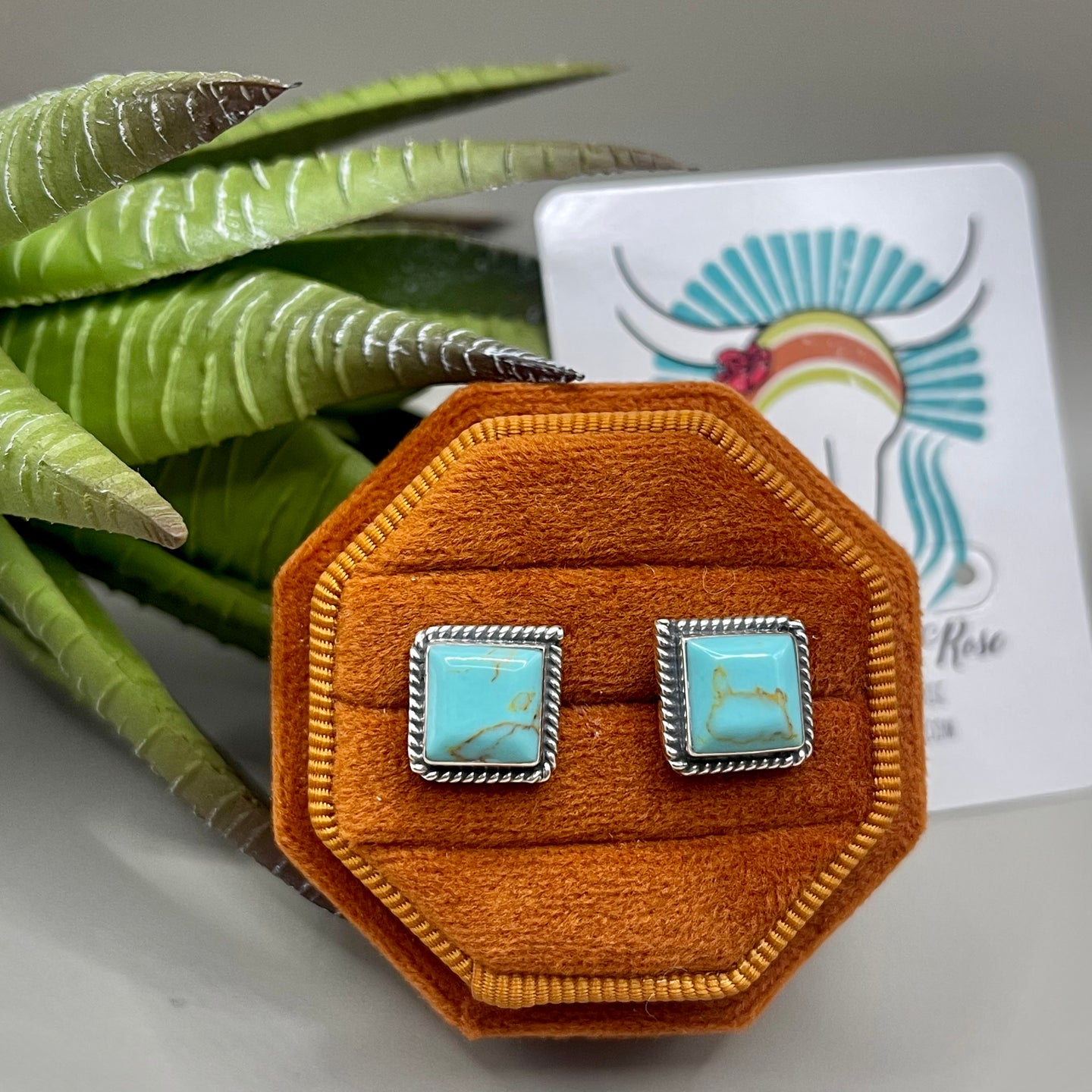 Square  Turquoise Studs