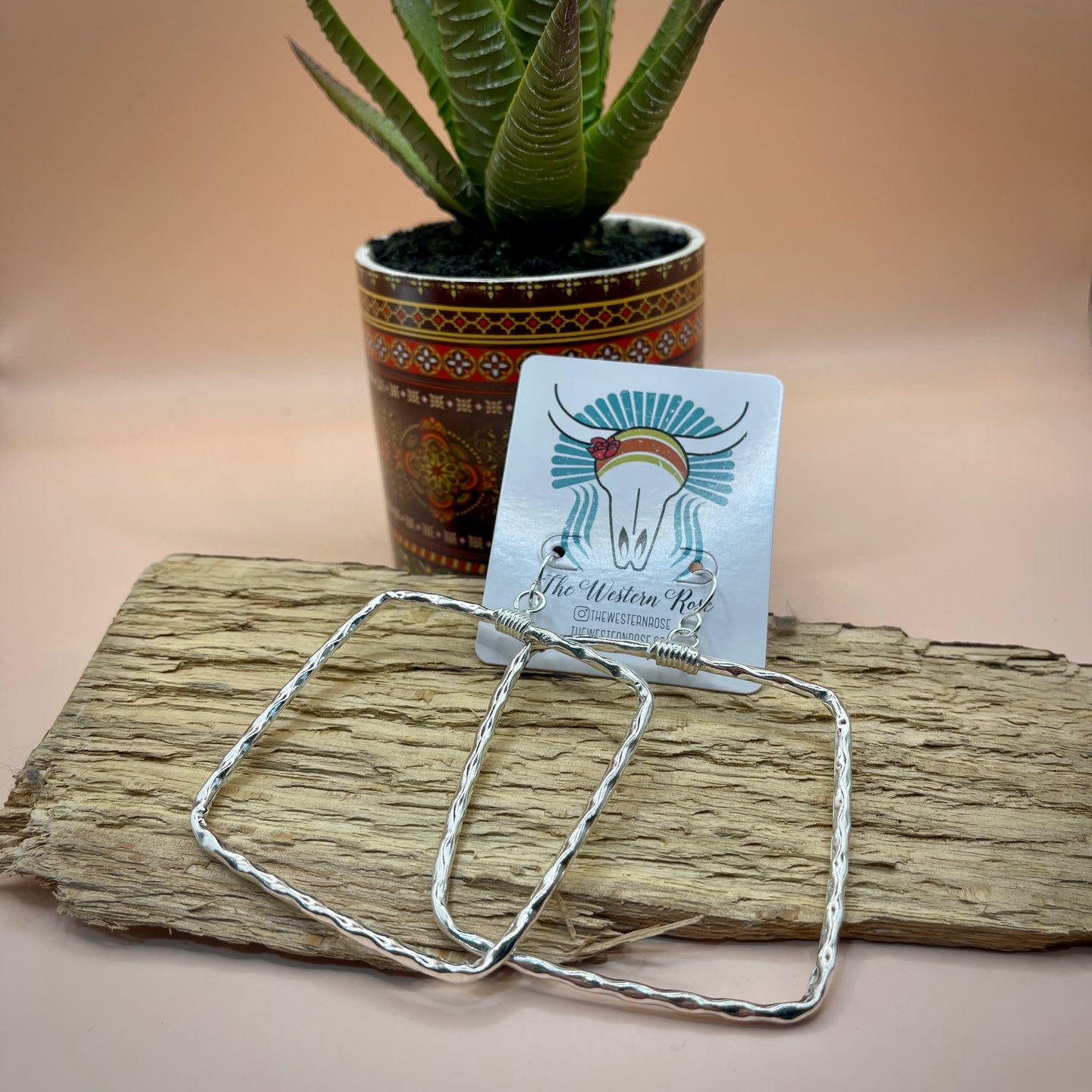 Hammered Square Hoops