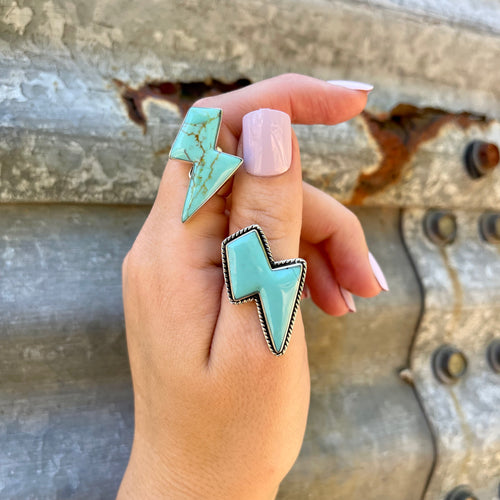 Turquoise Lightning Bolt Rings