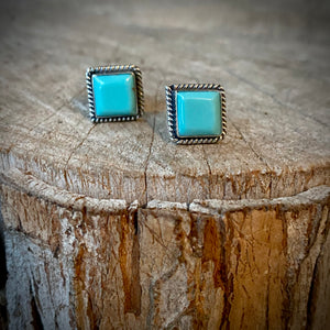 Square  Turquoise Studs