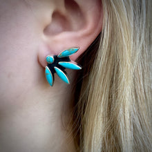 Load image into Gallery viewer, Turquoise Half Flower Earrings