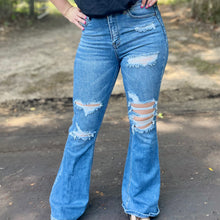 Load image into Gallery viewer, Maxine Distressed Flare Jeans