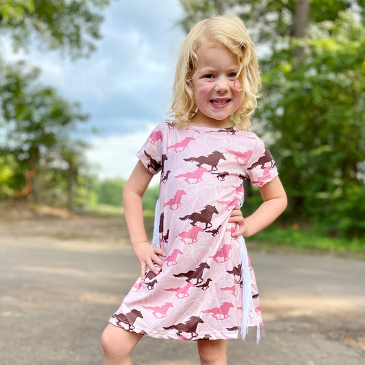 Pink Running Horse Dress