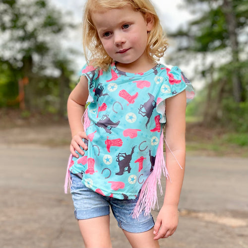 Turquoise Cowgirl Fringe Shirt