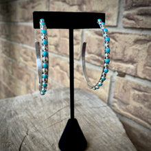 Load image into Gallery viewer, XL Turquoise Hoops