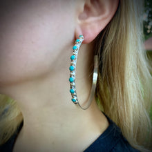 Load image into Gallery viewer, XL Turquoise Hoops