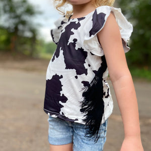 Cowprint Fringe Shirt